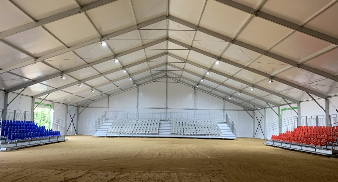 Marquee and grandstands shipped to and installed in Tubuai